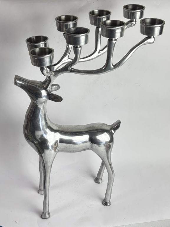 Modernist Cast Aluminum Reindeer Candelabra (1 of 4)