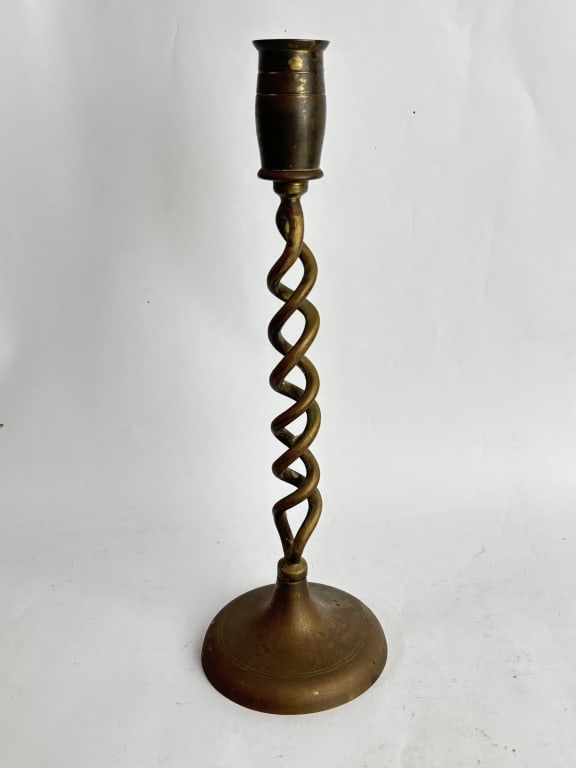 Vintage Tall Brass Open-Twist Candlestick (1 of 2)
