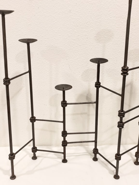 Large Folding Multi-Level Wrought Iron Candelabra - 2