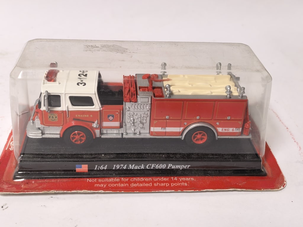 Matchbox Collectibles 1:64 1974 Mack CF600 Pumper: Matchbox Collectibles 1:64 1974 Mack CF600 Pumper Fire Truck, 7in by 4in by 2.75in