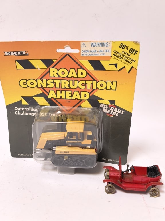 ERTL Caterpillar Challenger 85C & Vintage Model To: ERTL Caterpillar Challenger 85C & Vintage Model T Touring Car, 7in by 7in