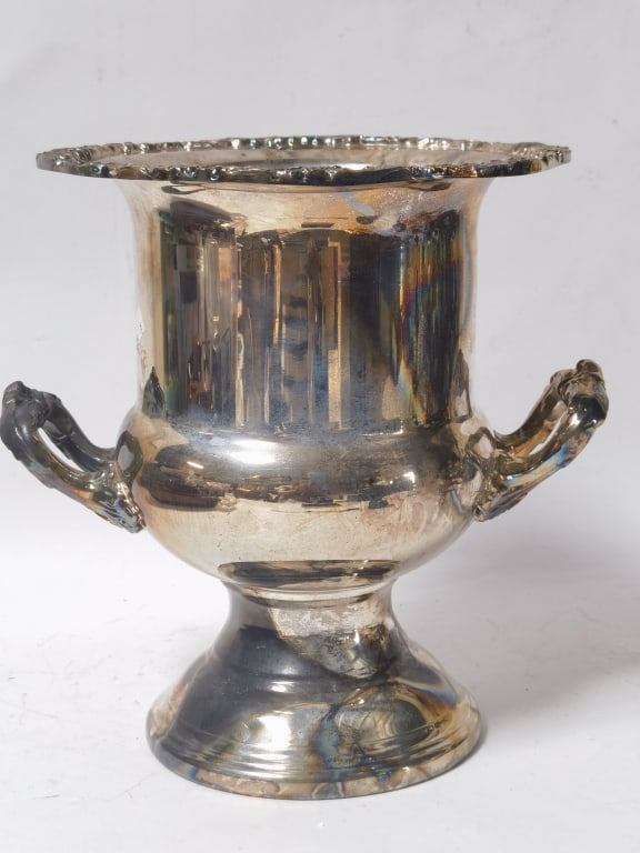 Vintage Newport Gorham Silver-Plated Wine Cooler: Vintage Newport Gorham Silver-Plated Wine Cooler, 11in by 10in
