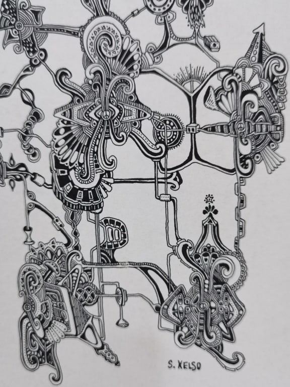 Signed S. Kelso Ink Art - 2