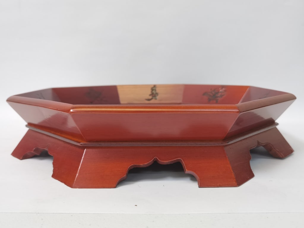 Chinese Wood Hexagonal Tray - 2