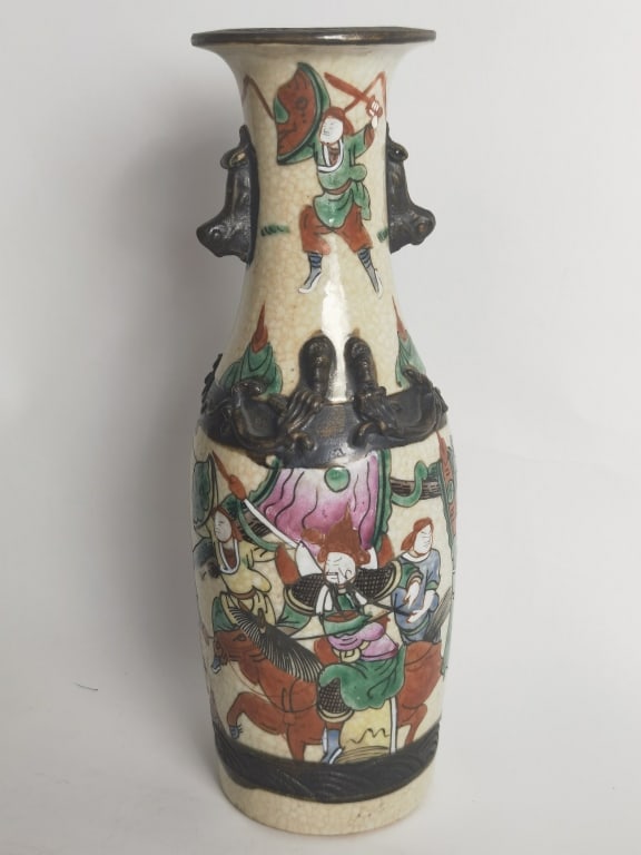 Qing Chinese Porcelain Ge Glaze Wucai Vase (1 of 7)