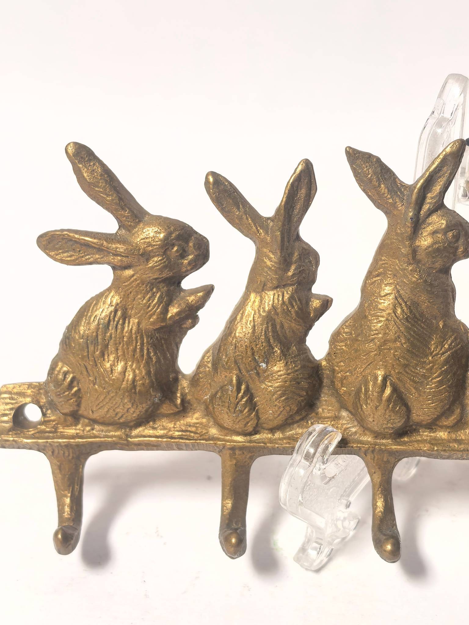 Cast Brass Wall Hook Rack with Rabbit Design - 2