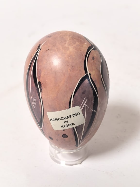 Handcrafted Kenyan Engraved Gourd Egg - 2