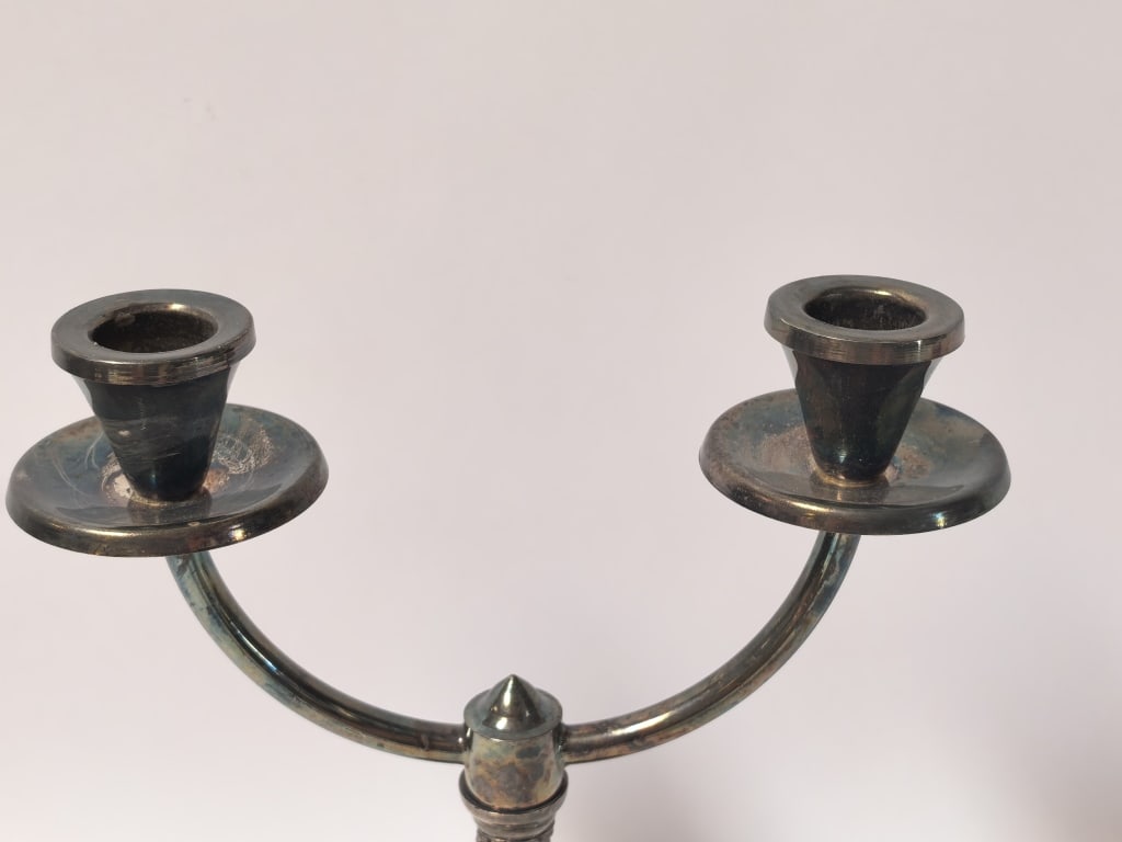Vintage Angulo Two-Light Silver-Plated Candelabra - 2