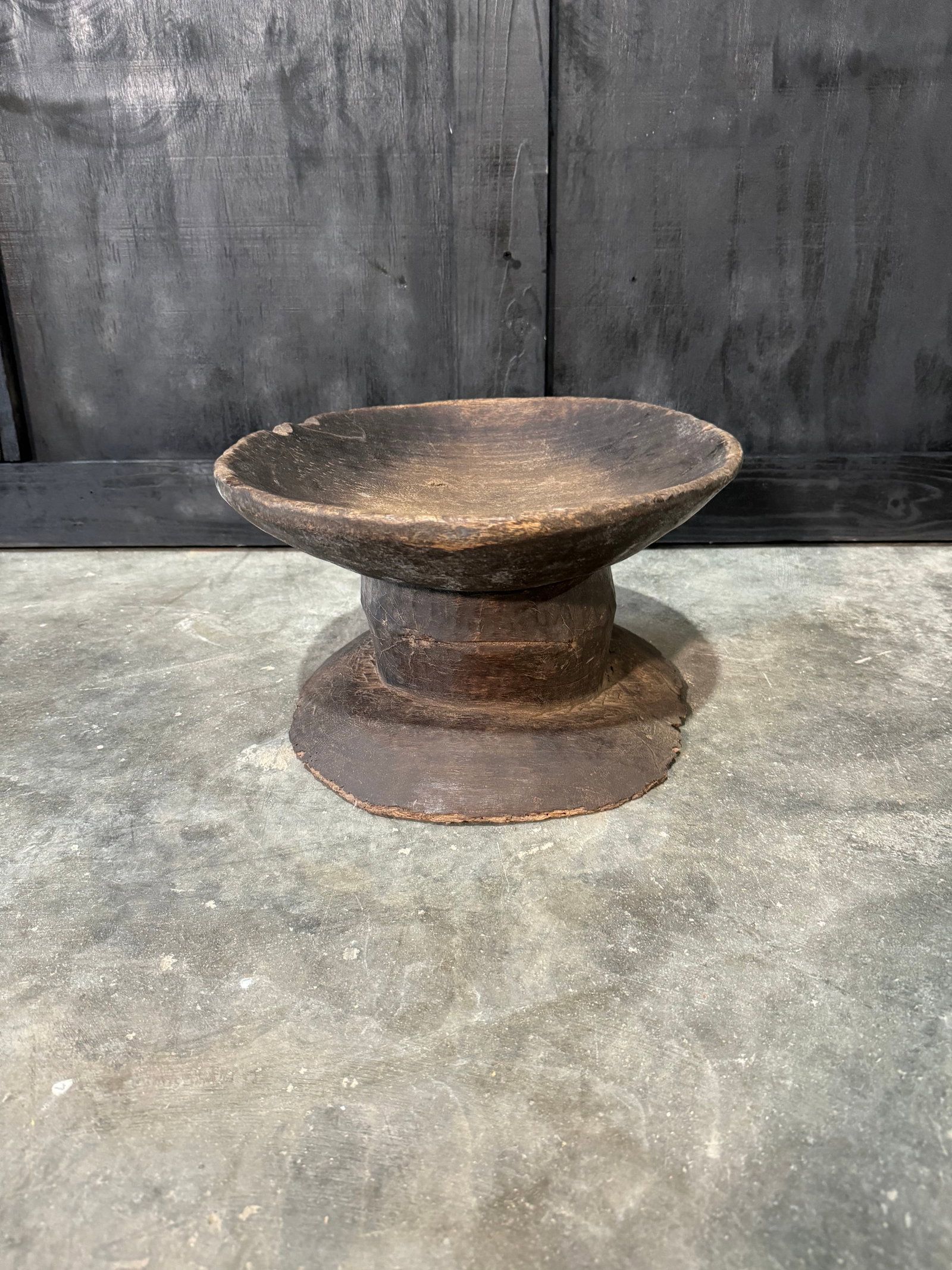 Carved African Stool: 13"Dia x 8"H