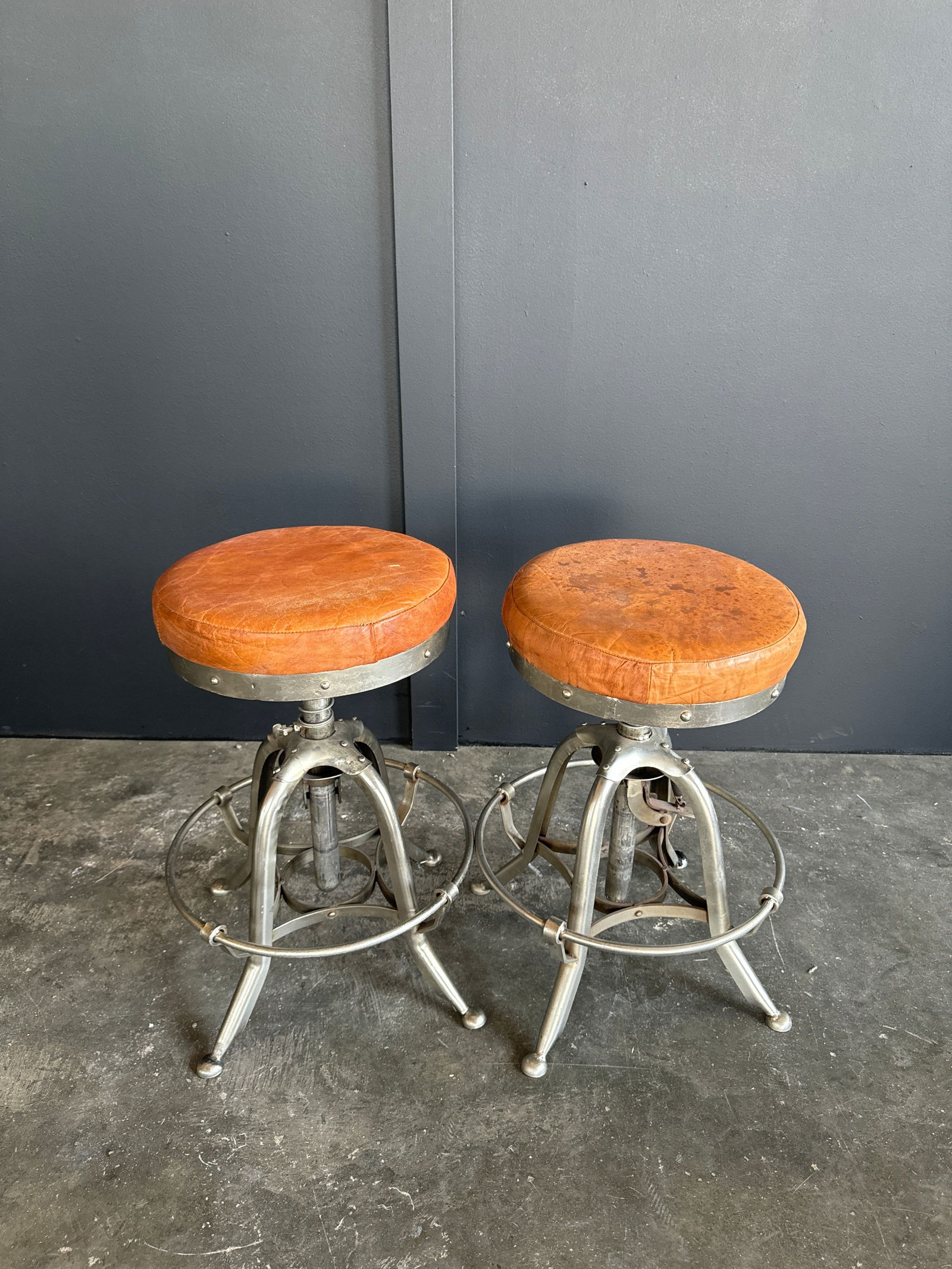 Vintage Industrial and Leather Stools (1 of 5)