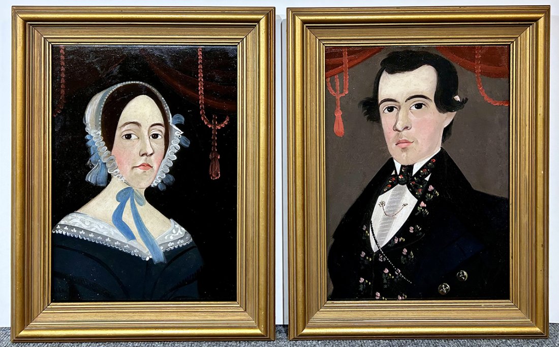 William Prior, Pair of Naive Portraits of a Woman and a Man (1 of 4)
