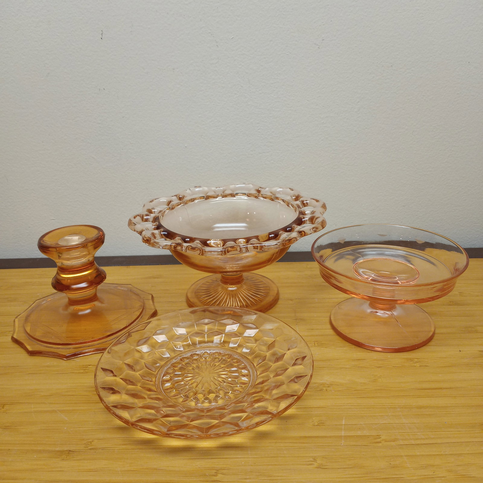 Vintage-Antique Lot of (4) Piece Pink Depression Glassware (1 of 1)