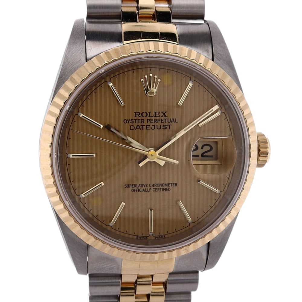 Men's Rolex Two-Tone Oyster Perpetual Datejust with Gold Tapestry Dial (1 of 1)