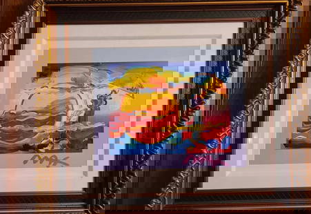 New Moon: Peter Max New Moon UNIQUE 2016 15 1/4° x 19° image size Mixed media with Acrylic painting and color serigraphy on wove paper from the Peter Max Studio Hand-signed in acrylic by Peter Max