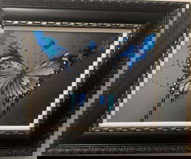 Streamline Chaos (Blue): Kre8 Streamline Chaos (Blue) UNIQUE 2019 20 x 24 image size Mixed media with acrylic painting on canvas Hand-signed in pigment by the artist Gallery Framed COA