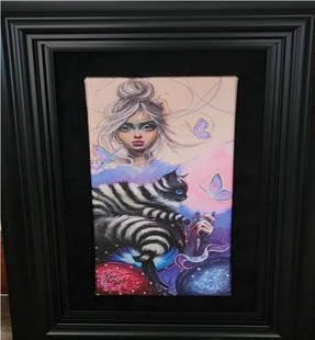 Kat Tats Eat Me: Kat Tatz Eat Me 2023 18 ' x 9 image size LE 60/99 Giclee in color on canvas Hand signed by the artist Gallery matted and framed COA