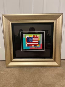 Peter Max  Flag with Heart on Blends - Horizontal  Americana Suite Unique variation