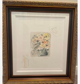 Peter Max  Vase of Flowers II (sage with cane/Flying Angel)