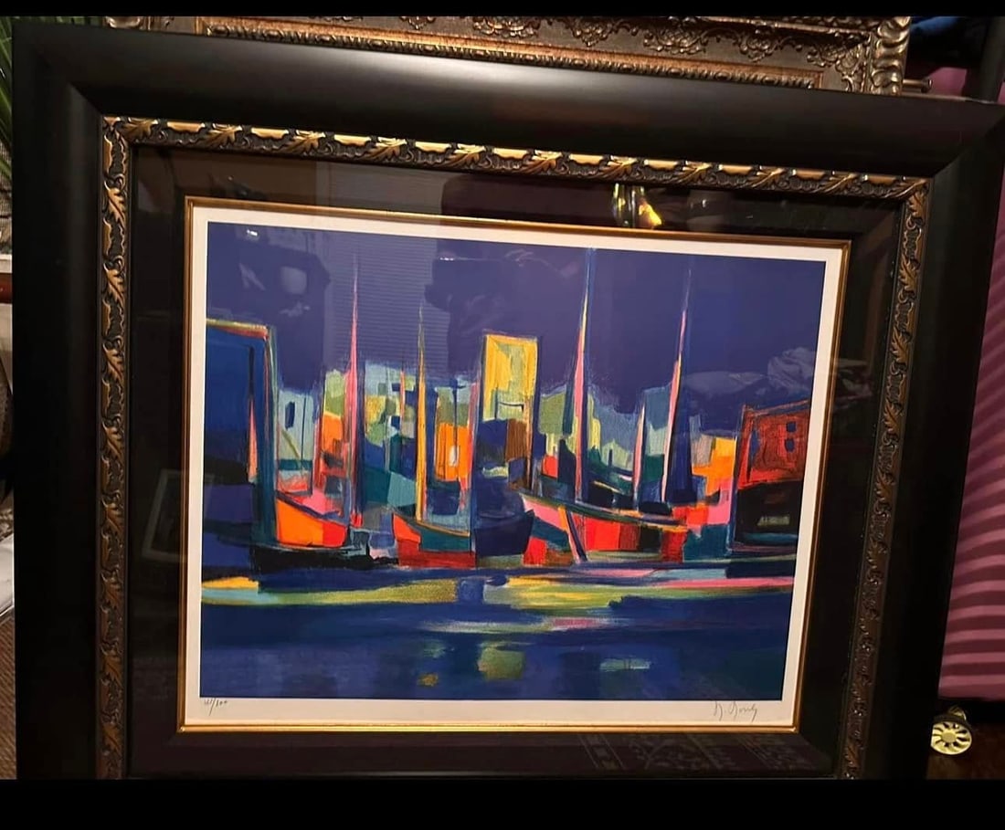 Marcel Mouley Port a la Nuite Bleue: Marcel Mouly 2007 Port a la Nuit Bleue (30 1/4 x 34 1/2)