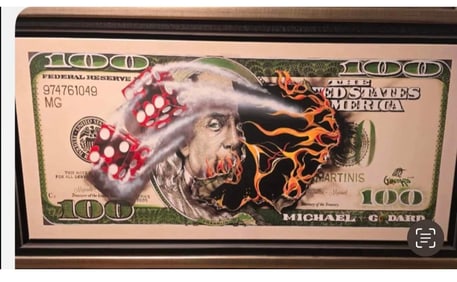 Michael Godard $100 Bill with Dice