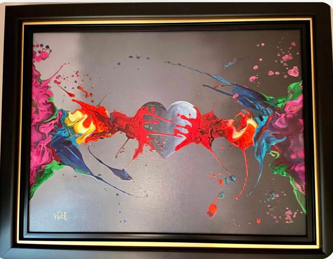 Kre8tion of Love: Kre8 "Kre8tion of Love" 2023 19 1/2" x 26" image size Giclee in color with hand-embellishment on canvas. Hand-signed by the artist. LE 200 Gallery framed COA