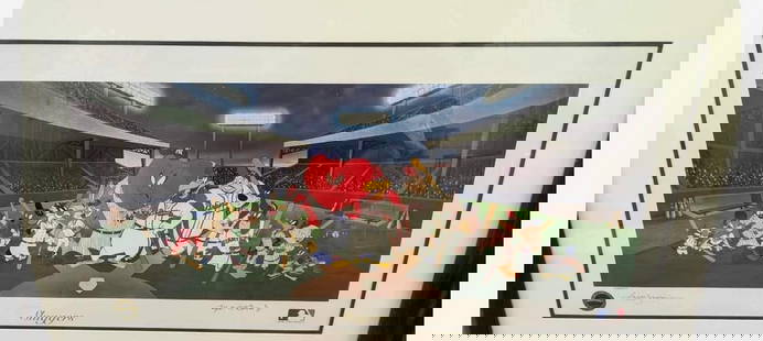 Looney Tunes Sports set or 4 Lighographs: "Sluggers" Measures 36 3/4"' in length and 18 1/2" in height, Signed by Reggie Jackson and Robert McKimson. The autograph format is hand signed and the item comes with a Certificate of Authenticity (C