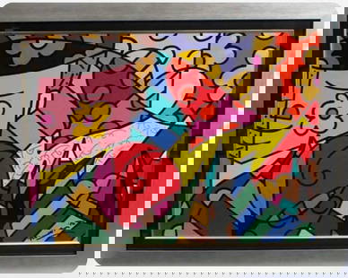 Garden: Romero Britto "Garden"ORIGINAL 26" x 20" Image size Mixed Media on Board Hand Signed by Romero Britto Title and Serial No. Written on Versa COA