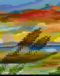Just Behind the Mountain: David Najar "Just Behind the Mountain" 19 3/4 x 15 7/8" image size Giclee in color on paper. Hand signed in pencil lower right by the artist Gallery framed LE COA
