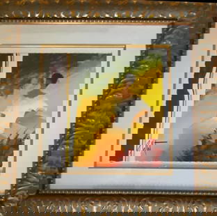 A l Hombre du Figuier: Emile Bellet "A l Hombre du Figuier" 2015 13" x 13" image size Giclee in color on paper. Hand-signed in pigment by the artist. Gallery framed LE COA