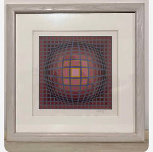 Victor Vasarely  Titan C: Victor Vasarely, "Titan C" From the 3 piece Titan Suite 1985 15-7/8'' X 15-3/8" image size Serigraph in color on Arches paper. Signed in pencil, numbered. LE COA