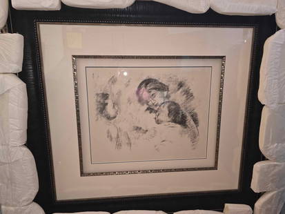 Pierre-Auguste Renoir  Une mere et deux enfants: Pierre-auguste Renoir "Une Mere et Deux Enfants" 1912 d.54 18 1/2" x 24 7/8" image size Lithograph on MBM Ingres D'Arches cream laid paper: Signed in the plate. Gallery framed, COA