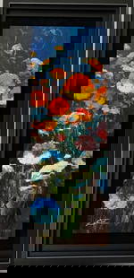 James Coleman  A Rainbow of Flowers: James Coleman "A Rainbow of Flowers" 2019 23" x 8" image size Caldograph (digital multiple through dye-sublimation on wood) with hand-embellishments using a variety of acrylic paints. Hand-signed in g
