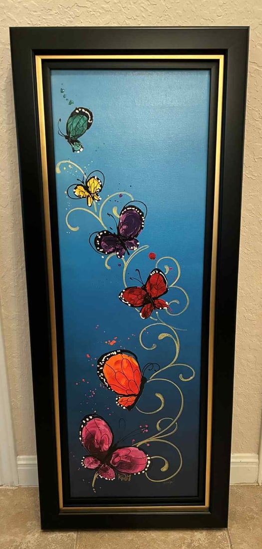 Kre8 Wings of Fruition: Kre8 "Wings of Fruition" 2021 36" x 12" Image size Giclee in color with hand-embellishment on canvas. Hand-signed by the artist. Gallery framed, COA, AC