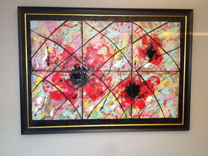 Dominic Pangborn  Absence and Creation  Unique: Dominic Pangborn "Absence and Creation" 2013 28" 3/16" x 40 1/8" image size Mixed media painting on board. Hand-signed in pigment lower right by the artist. A Unique work. Gallery framed, COA, Apprais