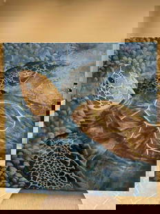 Carolyn Steel turtle: Carolyn Steele Large turtle hand embellished Giclee