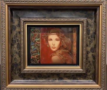 Casaba Markus  Vermilia: Casaba Markus "Vermilia" 2016 28" x 42" image size Caldograph with hand-embellishments using gold leaf and acrylic paint. Hand-signed by the artist. Gallery framed, COA, Appraisal. DP