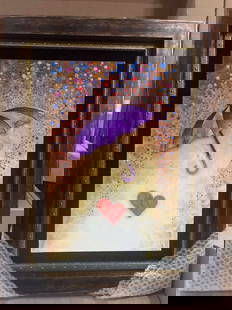 Jon Rattenbury  Protecting my Heart: Jon Rattenbury "Protecting My Heart" 2024 18" x 12 " image size Dimensional mixed-media painting on aluminum. Hand-signed in pigment by the artist, lower right A Unique work. Gallery framed, COA, Appr