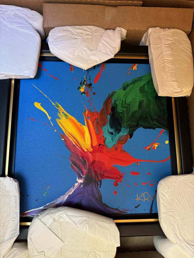 Kre8 Baby Blue Unique: Kre8 "Baby Blue" Unique 2023 20" x 20" image size Acrylic painting on canvas. Hand-signed in pigment lower left by the artist. A unique work. Gallery framed, coa , Appraisal.BA