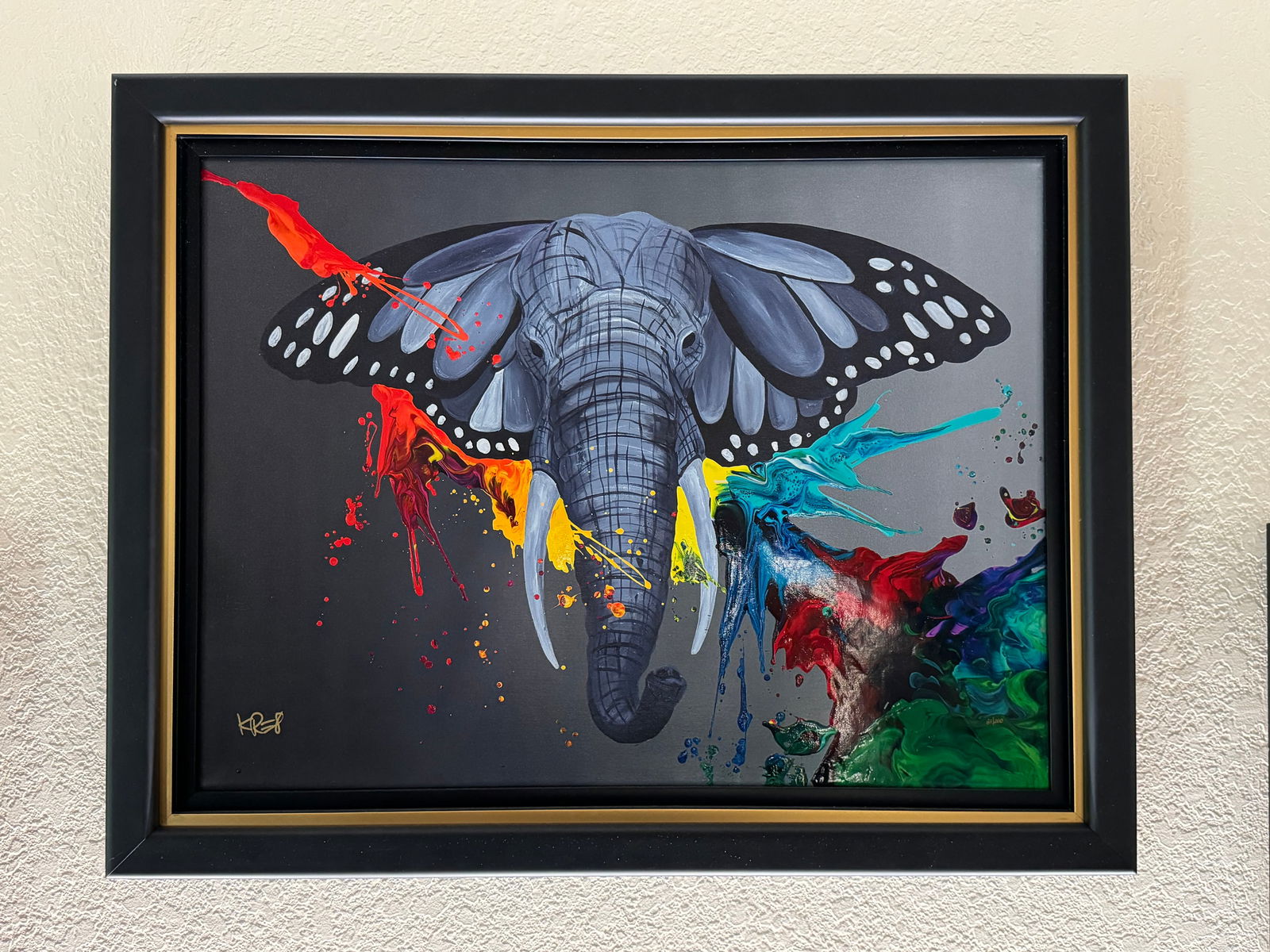 Kre8 Kre8ed by Power: Kre8 "Kre8ed By Power" 2021 19 1/2" x 26" image size Giclee in color with hand-embellishment on canvas. Hand-signed by the artist. Gallery framed, COA, Appraisal. JKM