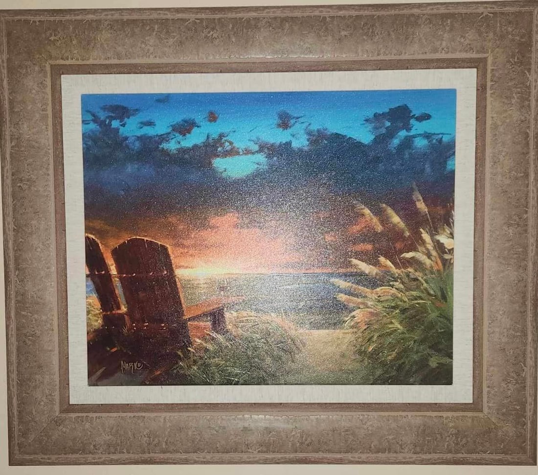 A Perfect Day: Marko Mavrovich, "A Perfect Day" 2015 20" x 25 1/8 " image size Giclee in color with hand-embellishments on canvas. Hand signed in pigment by the artist. LE Gallery framed