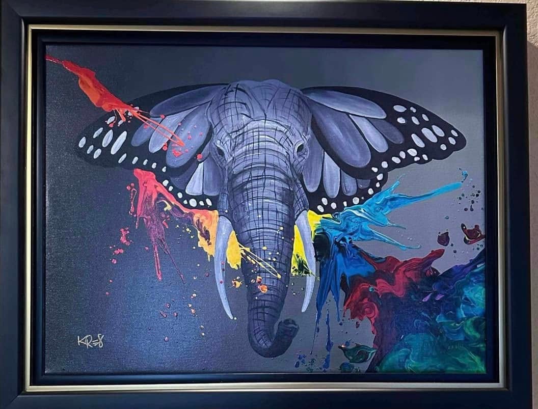 Kre8 Kre8ed by Power: Kre8 "Kre8ed By Power" 2021 19 1/2" x 26" image size Giclee in color with hand-embellishment on canvas. LE COA Appraisal