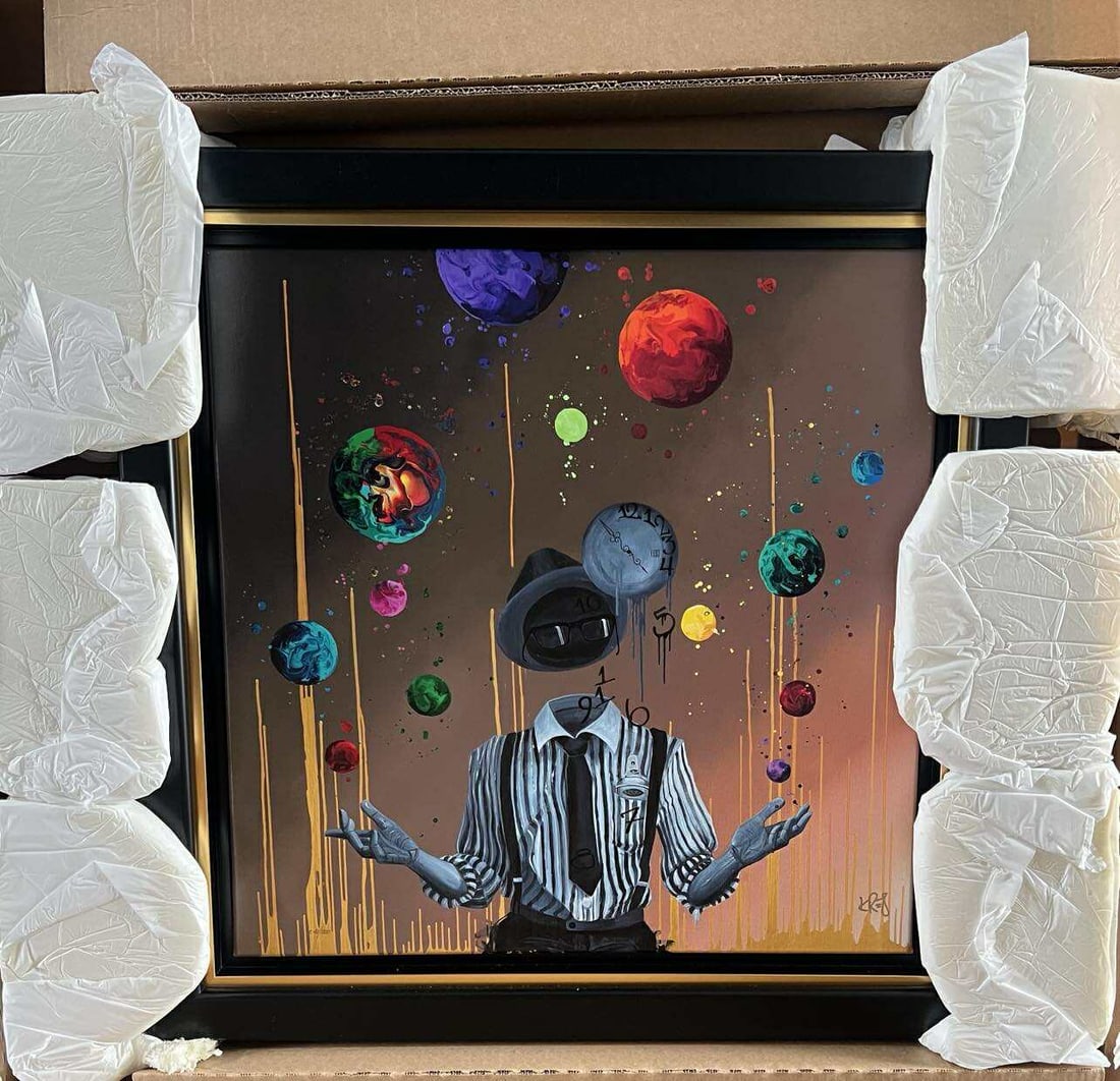 Kre8 Illusion of Reality: Kre8 "illusion of Reality" 22 1/2" x 22 1/2" image size Giclee in color with hand-embellishment on canvas. Hand-signed by the artist. Gallery framed, COA, Appraisal. TMP