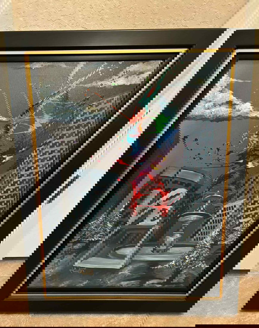 Kre8 Love Life: Kre8 "Love Life" 2020 26" x 19 1/2" image size Giclee in color with hand-embellishment on canvas. Hand-signed in pigment by the artist. Gallery framed, COA, AC