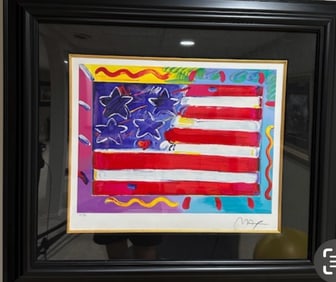 Peter Max Flag with Heart