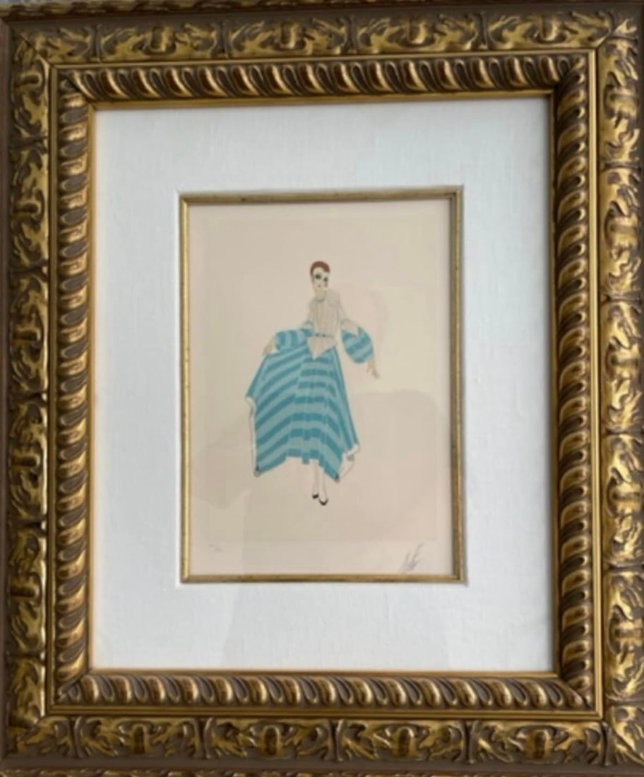 Premier: Erte Roman De Tirtoft PREMIER Lithograph 1975 10 1/2" x 7 7/16" LE # 100/300 Gallery framed