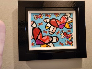Romero Britto Love is in the Air Cyan II Unique
