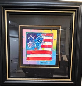 Peter Max Flag with Heart