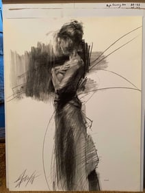 Henry Asencio charcole sketch turned to left