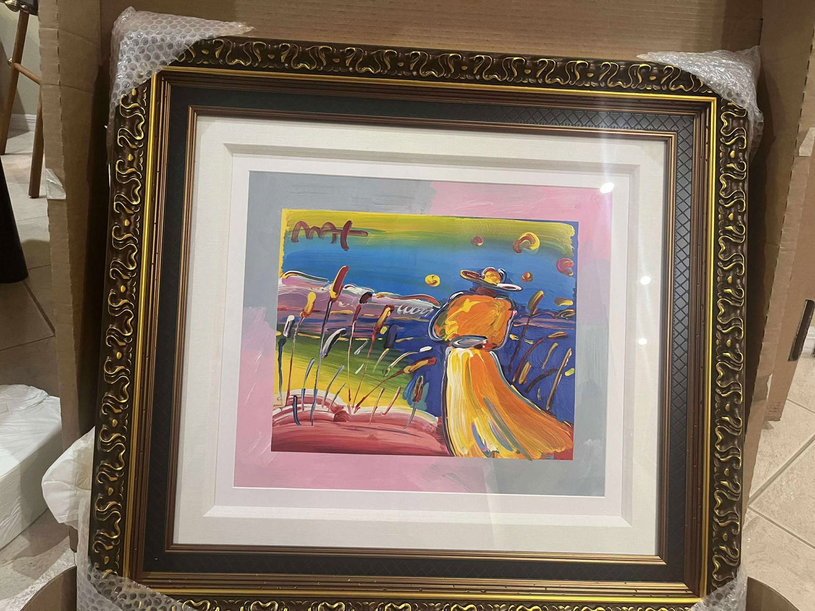 Peter Max Walking in the Reeds: Peter Max "Walking in the Reeds" 2015 16 3/4" x 20" Mixed media with acrylic painting and color serigraphy on wove paper from the Peter Max Studio. Hand-signed in acrylic by Peter Max. A Unique Variat