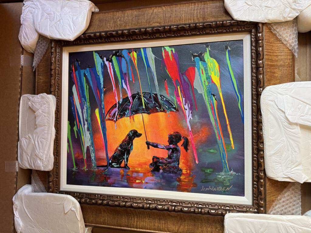 Jim Warren Saved: Jim Warren "Saved" 2023 18" x 22 1/2" image size Giclee in color with hand-embellishment on cavanvas. Hand-signed by the artist. Gallery framed, COA, Appraisal BA